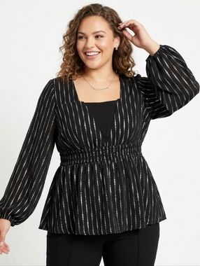 BloomChic Black Tunic Top with Silver Accent